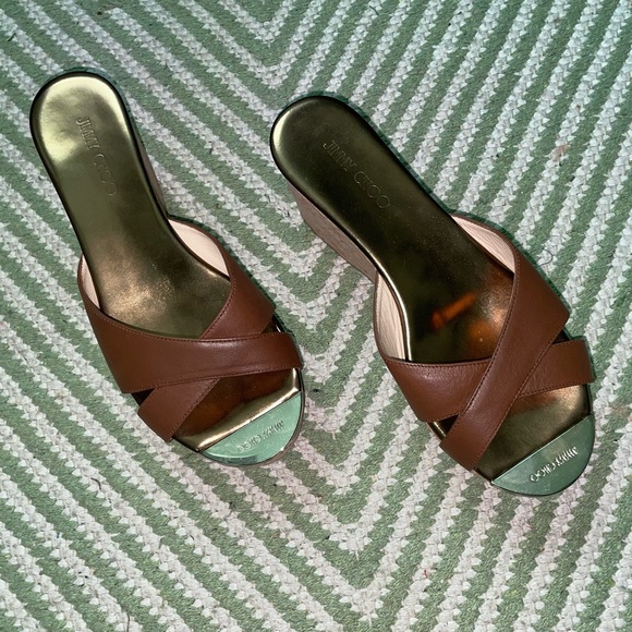 Jimmy Choo Platform Sandals Prima Cork Wedge Slides - Picture 4 of 13